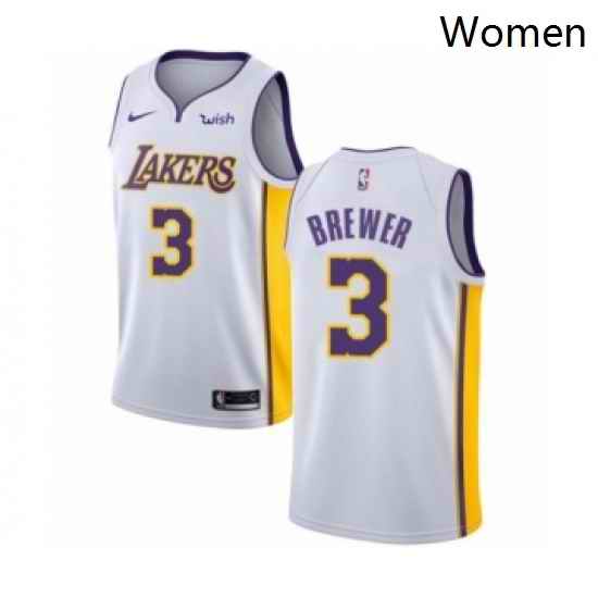 Womens Los Angeles Lakers 3 Corey Brewer Authentic White Basketball Jersey Association Edition